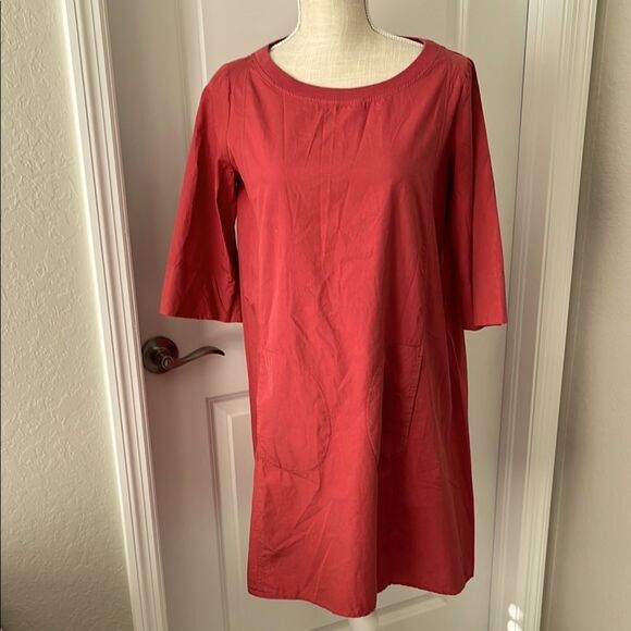European Culture MIDI Dress with Pockets Lighter Red Color - Picture 1 of 11